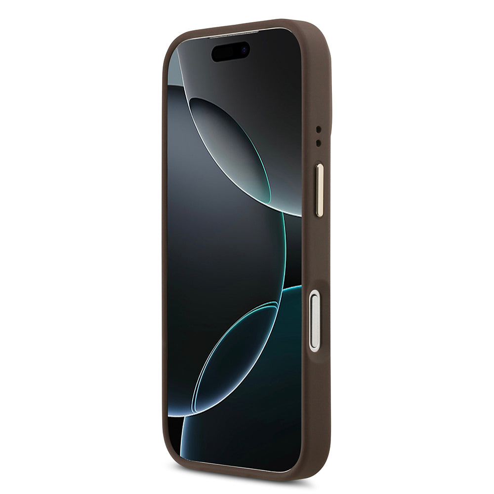 Apple iPhone 17 Pro Kılıf Guess Orjinal Lisanslı M-safe Şarj Özellikli Sıcak Baskılı Yazı Logolu PU Deri Peony Kapak