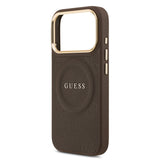 Apple iPhone 17 Pro Kılıf Guess Orjinal Lisanslı M-safe Şarj Özellikli Sıcak Baskılı Yazı Logolu PU Deri Peony Kapak