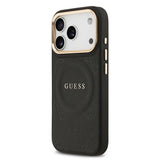 Apple iPhone 17 Pro Kılıf Guess Orjinal Lisanslı M-safe Şarj Özellikli Sıcak Baskılı Yazı Logolu PU Deri Peony Kapak