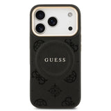 Apple iPhone 17 Pro Kılıf Guess Orjinal Lisanslı M-safe Şarj Özellikli Sıcak Baskılı Yazı Logolu PU Deri Peony Kapak