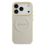 Apple iPhone 17 Pro Kılıf Guess Orjinal Lisanslı M-safe Şarj Özellikli Sıcak Baskılı Yazı Logolu PU Deri Peony Kapak