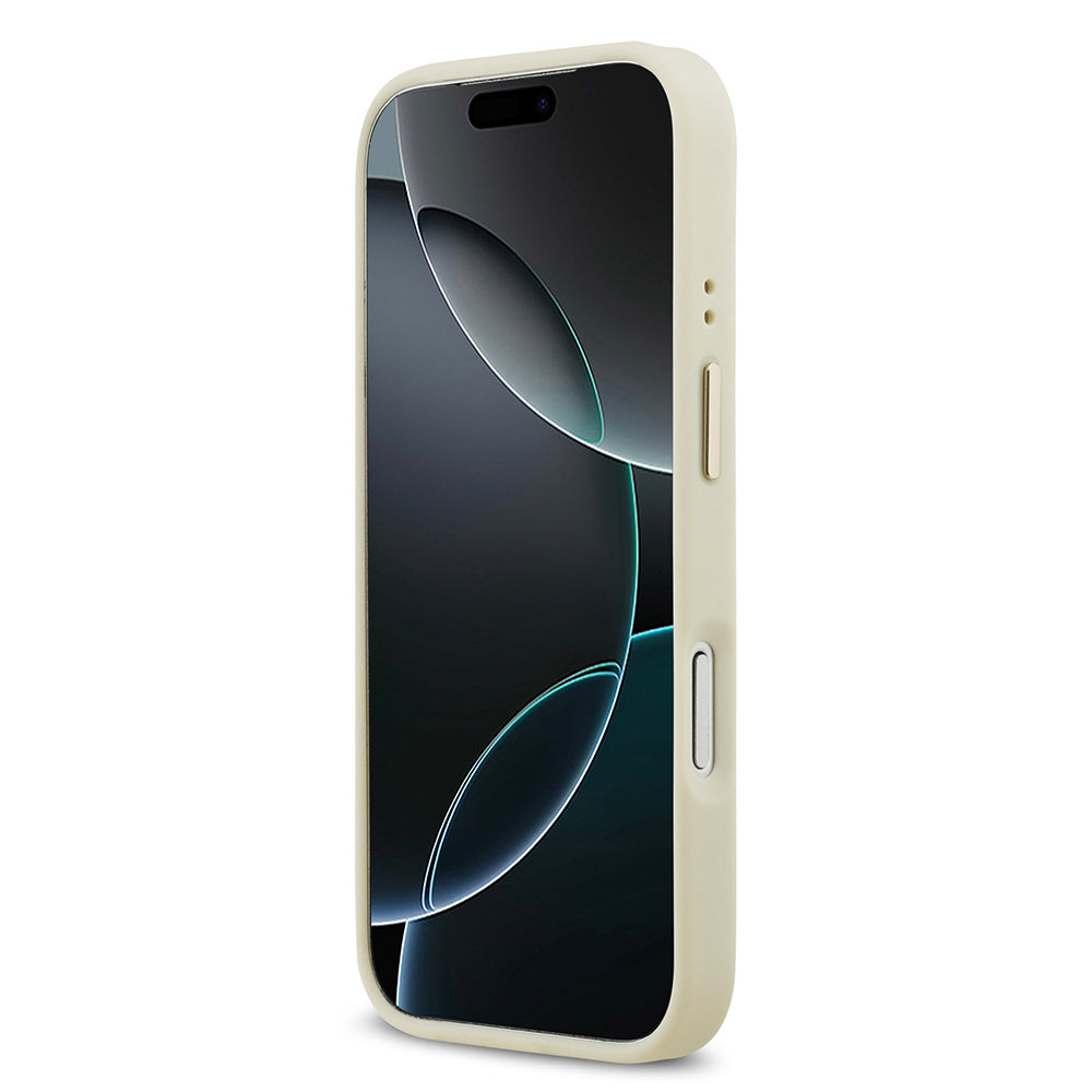 Apple iPhone 17 Pro Kılıf Guess Orjinal Lisanslı M-safe Şarj Özellikli Sıcak Baskılı Yazı Logolu PU Deri Peony Kapak