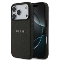 Apple iPhone 17 Pro Kılıf Guess Orjinal Lisanslı M-safe Şarj Özellikli Yazı Logolu PU Deri Kapak