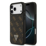 Apple iPhone 17 Pro Kılıf Guess Orjinal Lisanslı PU Deri 4G Desenli Üçgen Logolu Kapak