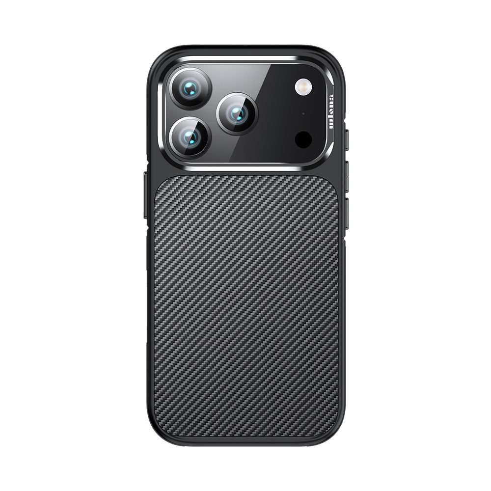 Apple iPhone 17 Pro Kılıf Karbon Fiber Görünümlü Wlons Marin Kapak