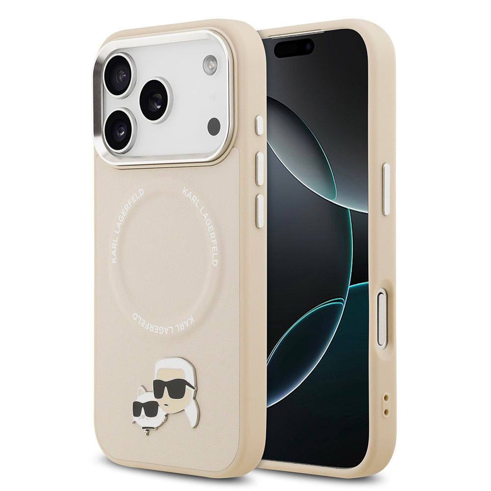 Apple iPhone 17 Pro Kılıf Karl Lagerfeld Orjinal Lisanslı M-safe Şarj Özellikli Metal Kamera ve Buton Tasarımlı K&C PU Deri Kapak