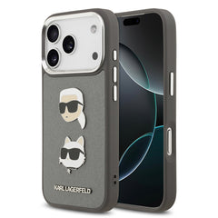 Apple iPhone 17 Pro Kılıf Karl Lagerfeld Orjinal Lisanslı Metal Logolu K&C Heads Pin Kapak