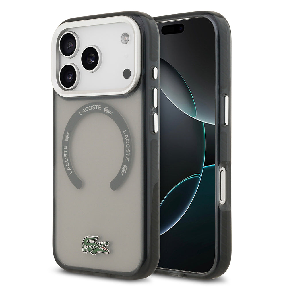 Apple iPhone 17 Pro Kılıf Lacoste Orjinal Lisanslı M-safe Şarj Özellikli İkonik Timsah Logolu Buzlu Kapak