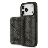 Apple iPhone 17 Pro Kılıf Lacoste Orjinal Lisanslı M-safe Şarj Özellikli PU Deri Tasarımlı Kartlıklı Karışık Monogram Desenli Kapak