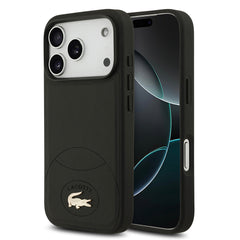 Apple iPhone 17 Pro Kılıf Lacoste Orjinal Lisanslı M-safe Şarj Özellikli PU Deri Tasarımlı Metal Logolu Kapak