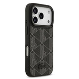 Apple iPhone 17 Pro Kılıf Lacoste Orjinal Lisanslı M-safe Şarj Özellikli Standlı PU Deri Karışık Monogram Desenli Kapak