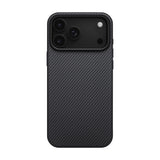 Apple iPhone 17 Pro Kılıf M-safe Şarj Özellikli Aramid Fiber Pitaka Military-Grade Classic Serisi Black-Grey Twill Kapak