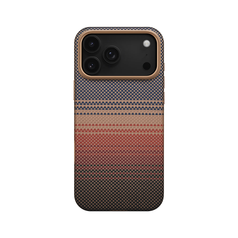 Apple iPhone 17 Pro Kılıf M-safe Şarj Özellikli Aramid Fiber Pitaka Military-Grade Sunset-Moonrise Serisi Kapak