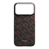 Apple iPhone 17 Pro Kılıf M-safe Şarj Özellikli Aramid Fiber Pitaka Tactile Woven Monogram Serisi Kapak
