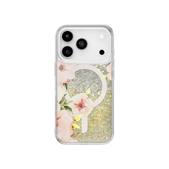 Apple iPhone 17 Pro Kılıf M-safe Şarj Özellikli Çiçek Desenli Simli Arka Yüzey Coehl Fleurette Kapak