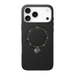 Apple iPhone 17 Pro Kılıf M-safe Şarj Özellikli Deri Tasarımlı Standlı Pynana Dancing Circle Luxury Serisi Kapak