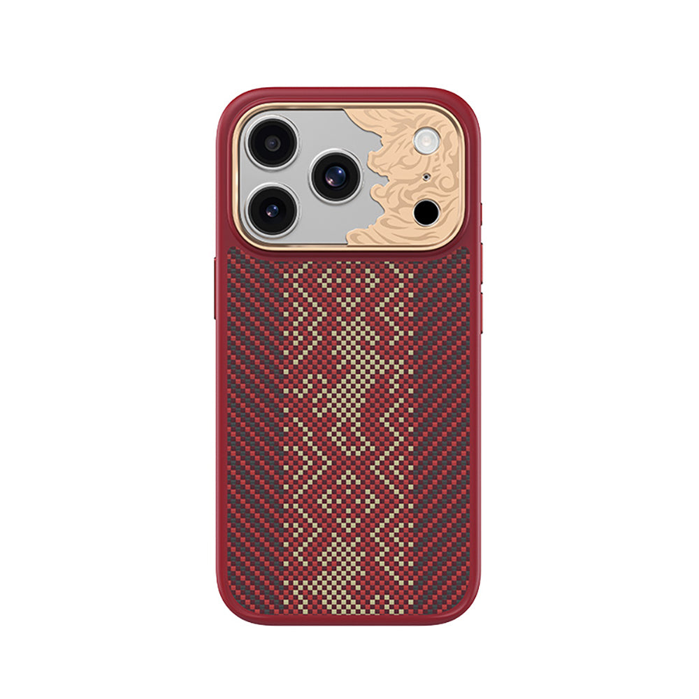 Apple iPhone 17 Pro Kılıf M-safe Şarj Özellikli Karbon Fiber Tasarımlı Benks Knight ArmorPro Kevlar Kapak