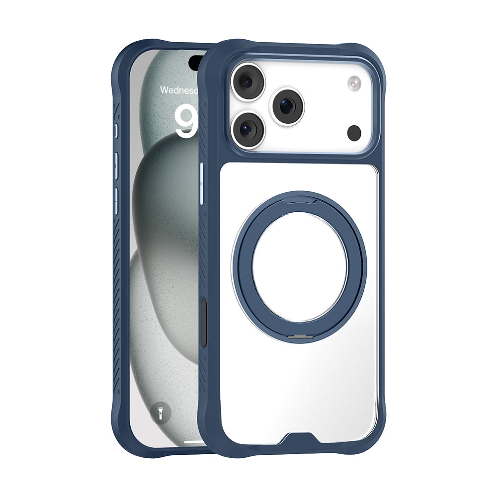 Apple iPhone 17 Pro Kılıf M-safe Şarj Özellikli Parmak Ring Standlı Airbag Tasarımlı Mutural Obsidian Serisi Kapak