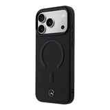 Apple iPhone 17 Pro Kılıf Mercedes Benz Orjinal Lisanslı M-safe Şarj Özellikli Metal Yıldız Logolu Kabartmalı Deri Kapak