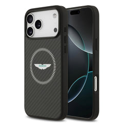 Apple iPhone 17 Pro Max Kılıf Aston Martin Orjinal Lisanslı M-safe Şarj Özellikli Karbon Fiber Kevlar Kapak