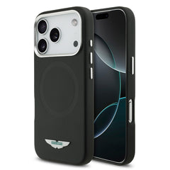 Apple iPhone 17 Pro Max Kılıf Aston Martin Orjinal Lisanslı M-safe Şarj Özellikli Metal Logolu PU Deri Kapak