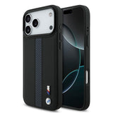 Apple iPhone 17 Pro Max Kılıf BMW Orjinal Lisanslı M-safe Şarj Özellikli Deri Arka Yüzey Metal Logolu Delikli Şerit Tasarımlı Kapak