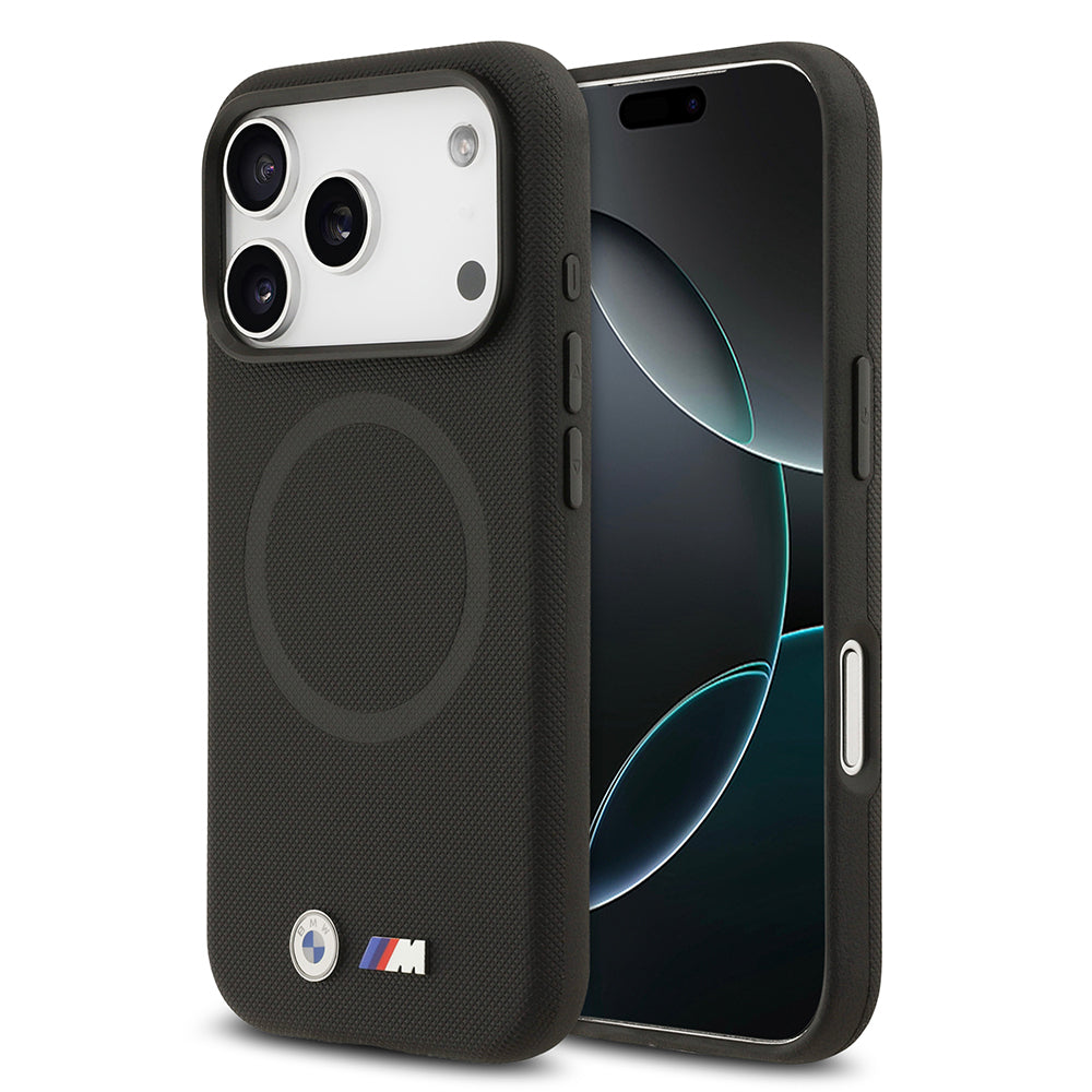 Apple iPhone 17 Pro Max Kılıf BMW Orjinal Lisanslı M-safe Şarj Özellikli Metal Logolu Delikli M Dizayn Deri Kapak