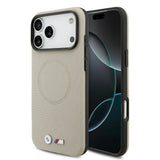 Apple iPhone 17 Pro Max Kılıf BMW Orjinal Lisanslı M-safe Şarj Özellikli Metal Logolu Delikli M Dizayn Deri Kapak