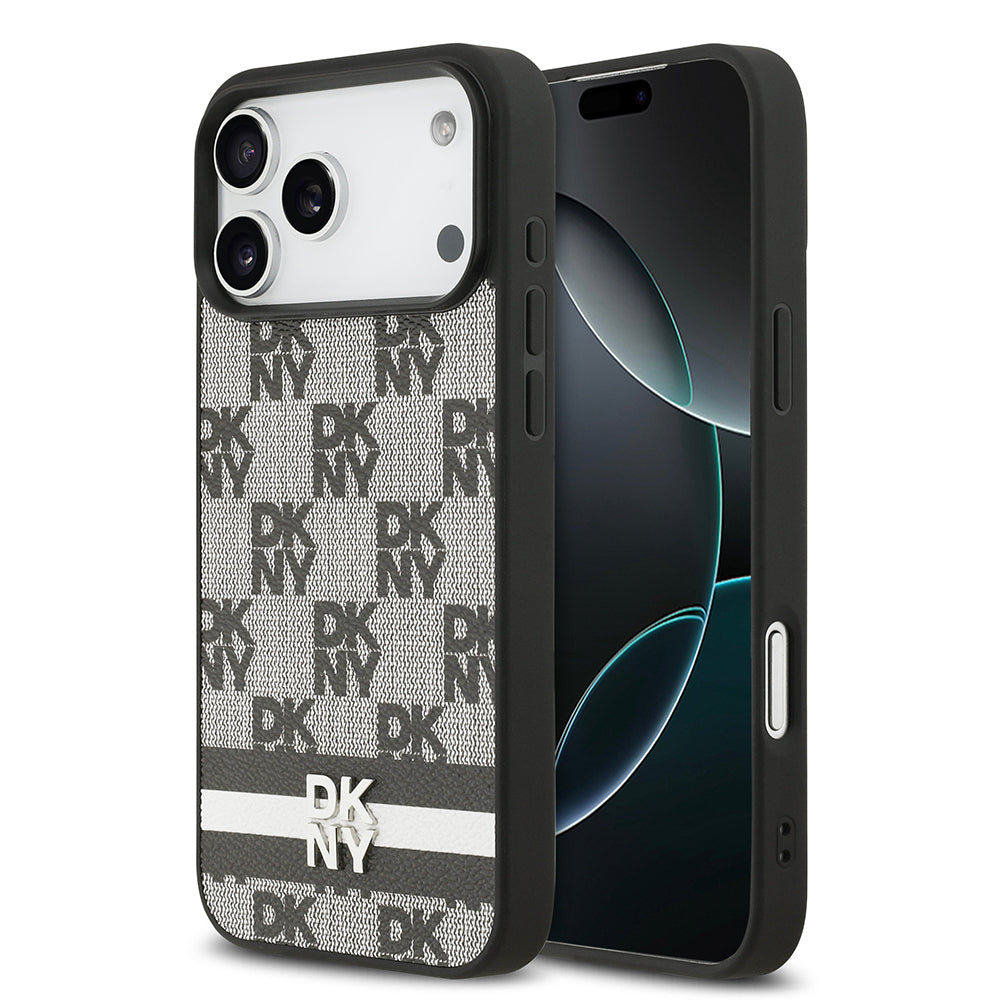 Apple iPhone 17 Pro Max Kılıf DKNY Orjinal Lisanslı M-safe Şarj Özellikli 3D Yazılı Metal Logolu Kapak