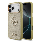 Apple iPhone 17 Pro Max Kılıf Guess Orjinal Lisanslı 4G Büyük Metal Kamera Çerçeveli ve Logolu Glitter Kapak