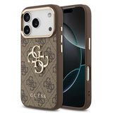 Apple iPhone 17 Pro Max Kılıf Guess Orjinal Lisanslı Gold Metal Kamera Çerçeveli 4G Desenli Metal Büyük 4G ve Yazı Logolu Kapak
