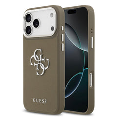 Apple iPhone 17 Pro Max Kılıf Guess Orjinal Lisanslı Grained 4G Metal Büyük Logolu Kapak