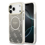 Apple iPhone 17 Pro Max Kılıf Guess Orjinal Lisanslı M-safe Şarj Özellikli 4G Desenli Simli Silikon Kapak