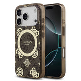 Apple iPhone 17 Pro Max Kılıf Guess Orjinal Lisanslı M-safe Şarj Özellikli IML Peony ve 4G Desenli Klasik Logolu Kapak