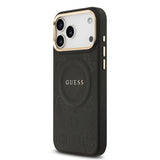 Apple iPhone 17 Pro Max Kılıf Guess Orjinal Lisanslı M-safe Şarj Özellikli Sıcak Baskılı Yazı Logolu PU Deri Peony Kapak
