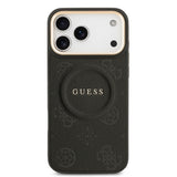 Apple iPhone 17 Pro Max Kılıf Guess Orjinal Lisanslı M-safe Şarj Özellikli Sıcak Baskılı Yazı Logolu PU Deri Peony Kapak