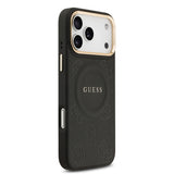 Apple iPhone 17 Pro Max Kılıf Guess Orjinal Lisanslı M-safe Şarj Özellikli Sıcak Baskılı Yazı Logolu PU Deri Peony Kapak