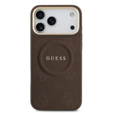Apple iPhone 17 Pro Max Kılıf Guess Orjinal Lisanslı M-safe Şarj Özellikli Sıcak Baskılı Yazı Logolu PU Deri Peony Kapak