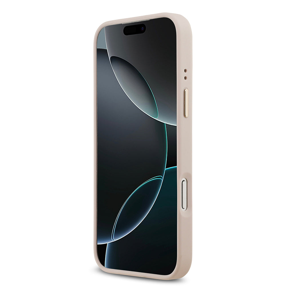 Apple iPhone 17 Pro Max Kılıf Guess Orjinal Lisanslı M-safe Şarj Özellikli Sıcak Baskılı Yazı Logolu PU Deri Peony Kapak