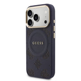 Apple iPhone 17 Pro Max Kılıf Guess Orjinal Lisanslı M-safe Şarj Özellikli Sıcak Baskılı Yazı Logolu PU Deri Peony Kapak