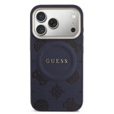 Apple iPhone 17 Pro Max Kılıf Guess Orjinal Lisanslı M-safe Şarj Özellikli Sıcak Baskılı Yazı Logolu PU Deri Peony Kapak
