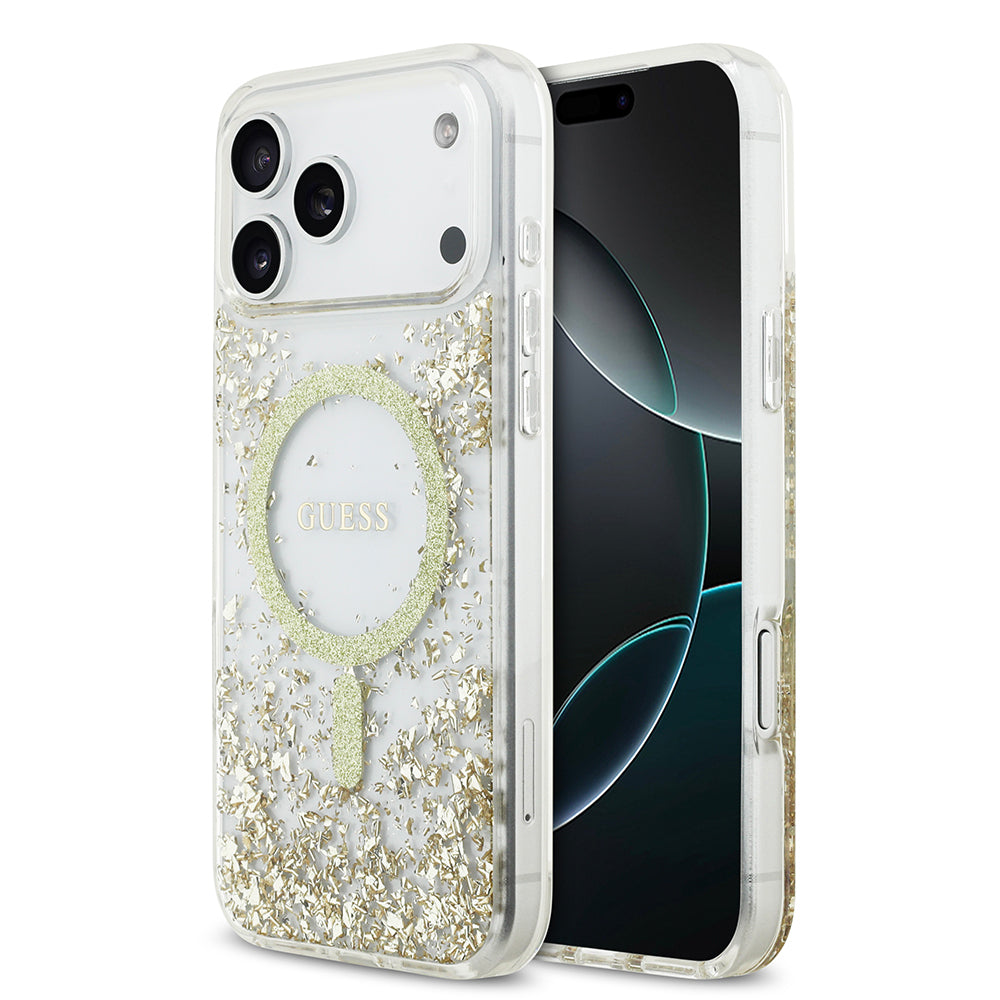 Apple iPhone 17 Pro Max Kılıf Guess Orjinal Lisanslı M-safe Şarj Özellikli Transparan Resin Bottom Kapak