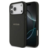Apple iPhone 17 Pro Max Kılıf Guess Orjinal Lisanslı M-safe Şarj Özellikli Yazı Logolu PU Deri Kapak