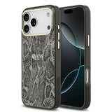 Apple iPhone 17 Pro Max Kılıf Guess Orjinal Lisanslı M-safe Şarj Özellikli Yazı Logolu Python Desenli Kapak