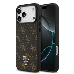 Apple iPhone 17 Pro Max Kılıf Guess Orjinal Lisanslı PU Deri 4G Desenli Üçgen Logolu Kapak