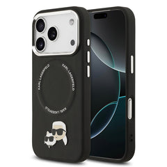 Apple iPhone 17 Pro Max Kılıf Karl Lagerfeld Orjinal Lisanslı M-safe Şarj Özellikli Metal Kamera ve Buton Tasarımlı K&C PU Deri Kapak