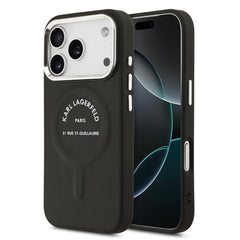 Apple iPhone 17 Pro Max Kılıf Karl Lagerfeld Orjinal Lisanslı M-safe Şarj Özellikli Metal Kamera ve Buton Tasarımlı Paris RSG PU Deri Kapak