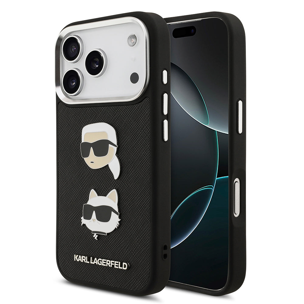 Apple iPhone 17 Pro Max Kılıf Karl Lagerfeld Orjinal Lisanslı Metal Logolu K&C Heads Pin Kapak