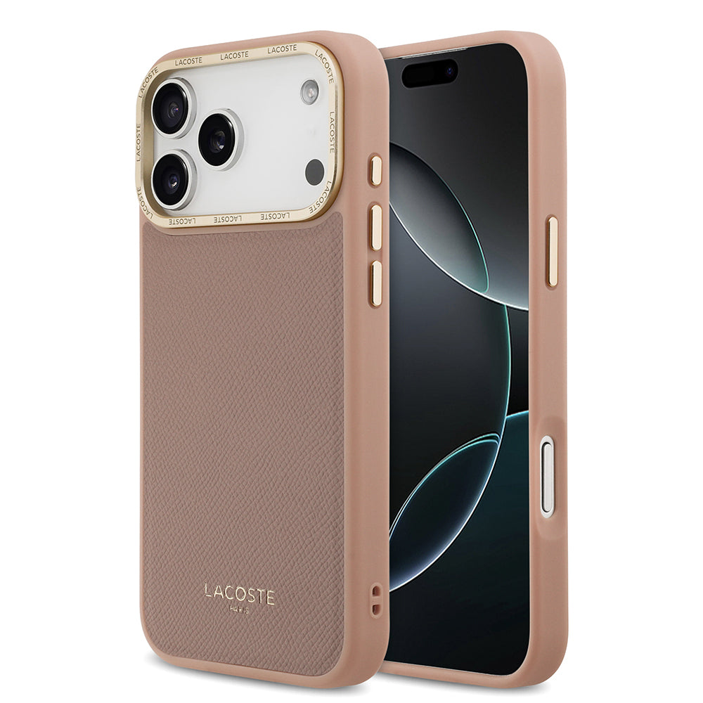 Apple iPhone 17 Pro Max Kılıf Lacoste Orjinal Lisanslı M-safe Şarj Özellikli Champs Elysees PU Deri Tasarımlı Kapak