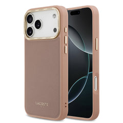 Apple iPhone 17 Pro Max Kılıf Lacoste Orjinal Lisanslı M-safe Şarj Özellikli Champs Elysees PU Deri Tasarımlı Kapak
